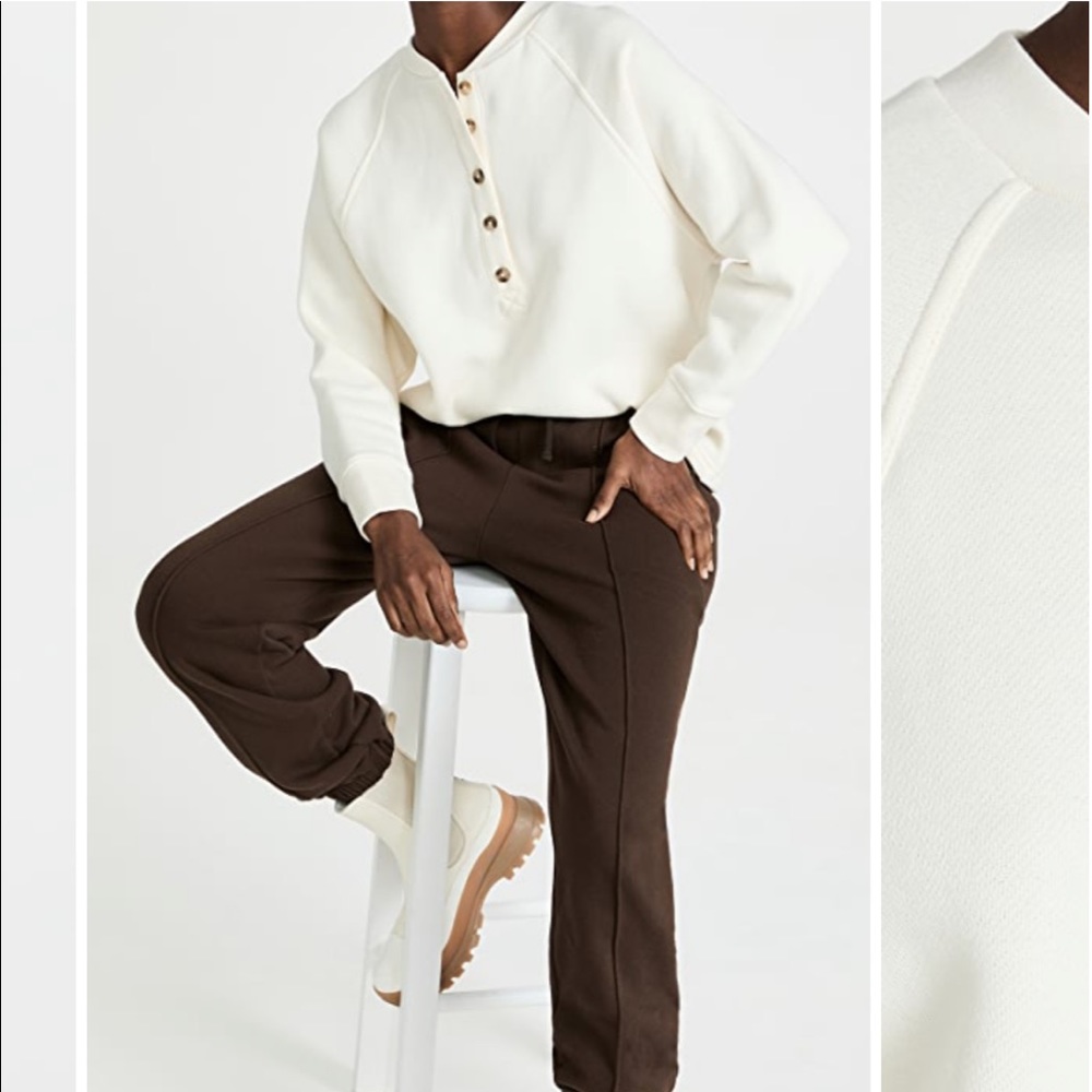 Madewell MWL antique cream henley sweatshirt sweater buttons small S neutral